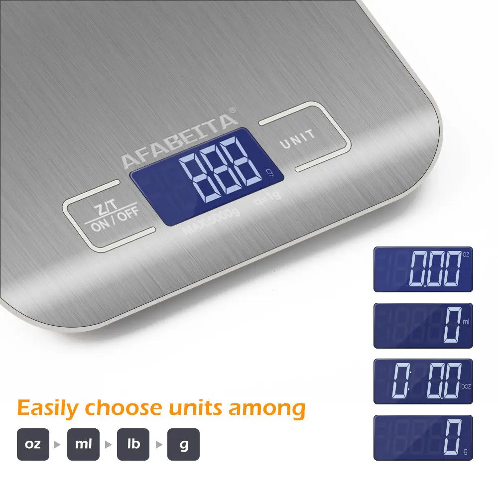 Digital Electronic Kitchen Food Diet Postal Scale Weight Balance 5KG 1g 11lb Kitchen Scales Stainless Steel Weighing For Food Diet Postal Balance Measuring LCD Precision Electronic samzeef