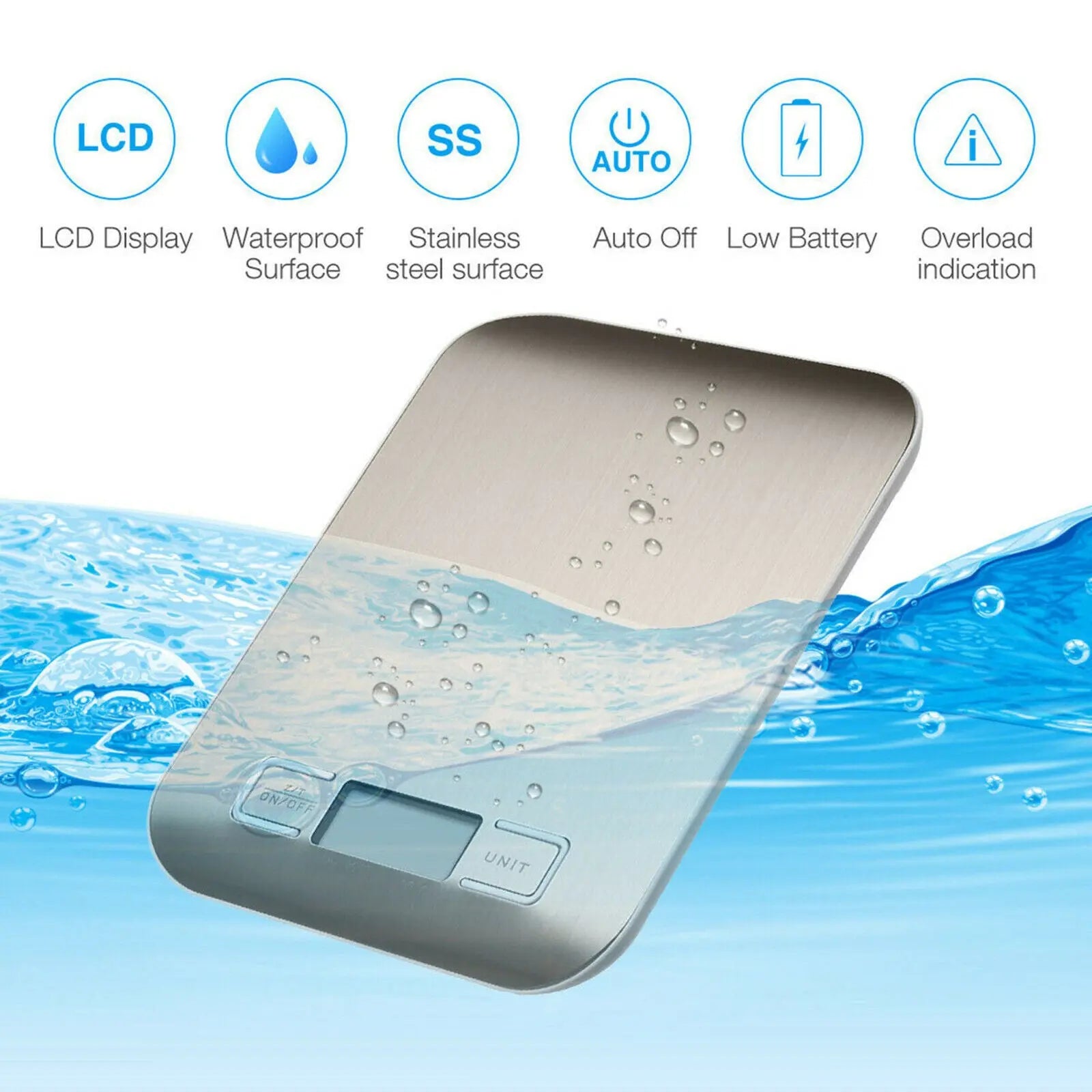 Digital Electronic Kitchen Food Diet Postal Scale Weight Balance 5KG 1g 11lb Kitchen Scales Stainless Steel Weighing For Food Diet Postal Balance Measuring LCD Precision Electronic samzeef