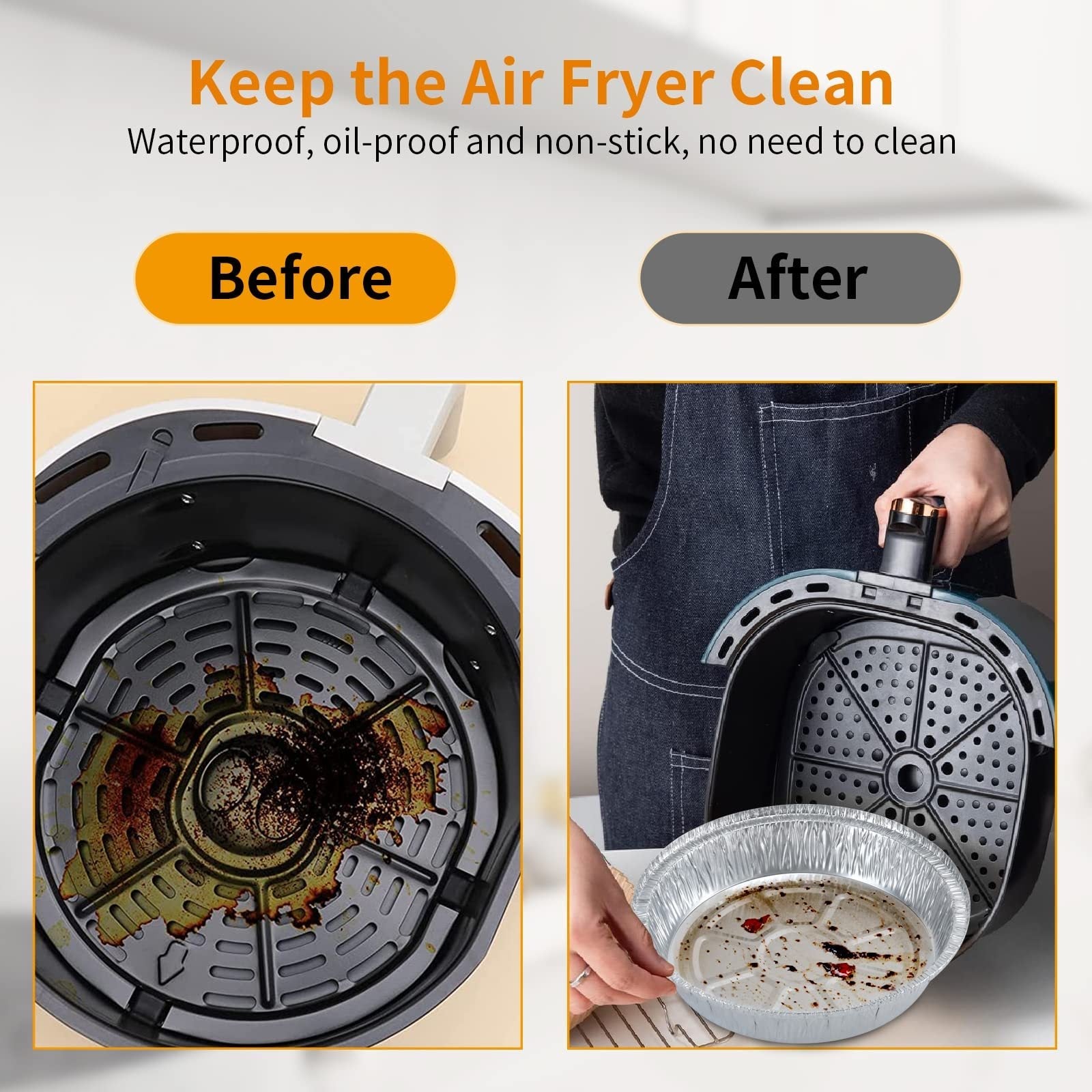 Non-stick Aluminum Foil Liners Air Fryer Disposable Paper Liner Oil-proof Steaming Basket Kitchen Tool BBQ Drip Pan Tray samzeef