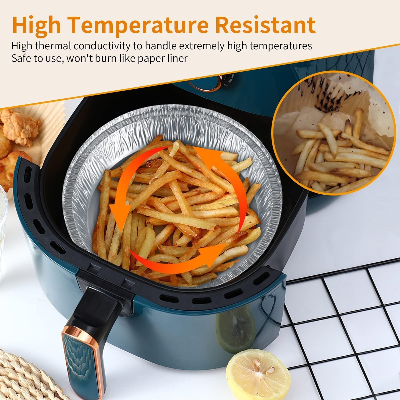 Non-stick Aluminum Foil Liners Air Fryer Disposable Paper Liner Oil-proof Steaming Basket Kitchen Tool BBQ Drip Pan Tray samzeef