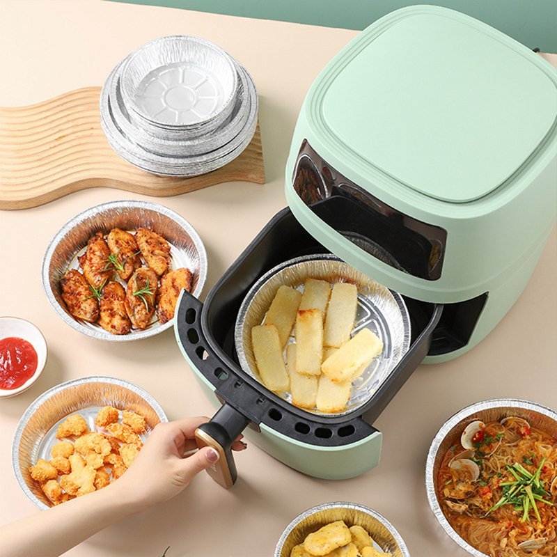 Non-stick Aluminum Foil Liners Air Fryer Disposable Paper Liner Oil-proof Steaming Basket Kitchen Tool BBQ Drip Pan Tray samzeef