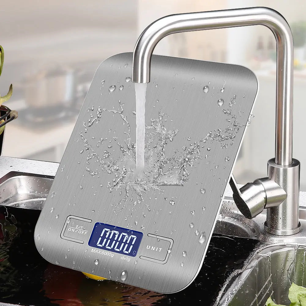 Digital Electronic Kitchen Food Diet Postal Scale Weight Balance 5KG 1g 11lb Kitchen Scales Stainless Steel Weighing For Food Diet Postal Balance Measuring LCD Precision Electronic samzeef
