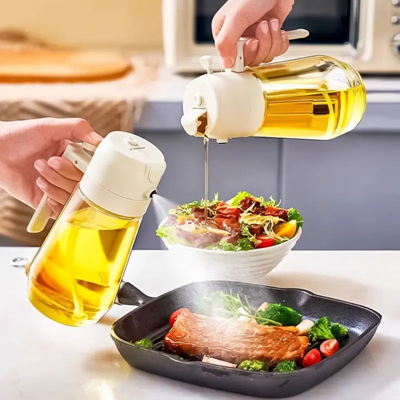 470ML Glass Olive Oil Sprayer Dispenser For Cooking BBQ 2 In 1 samzeef